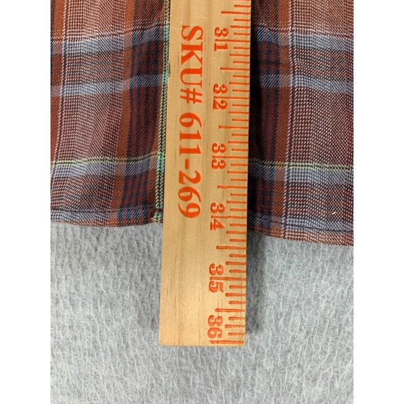 Eddie Bauer Classic Fit Plaid Polyester Button Down Shirt (Men's XXL) Red - Picture 10 of 12